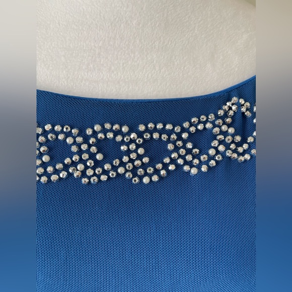 Marina NWOT Plus Size 3/4 Sleeve Embellished Boat Neck Tiered Dress Size 24 - Picture 8 of 11